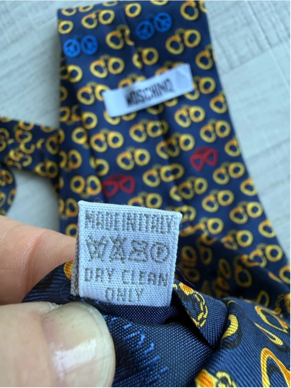 Vintage 90s Moschino Franco Era I Want to Be Free Handcuff Silk Tie Made Italy